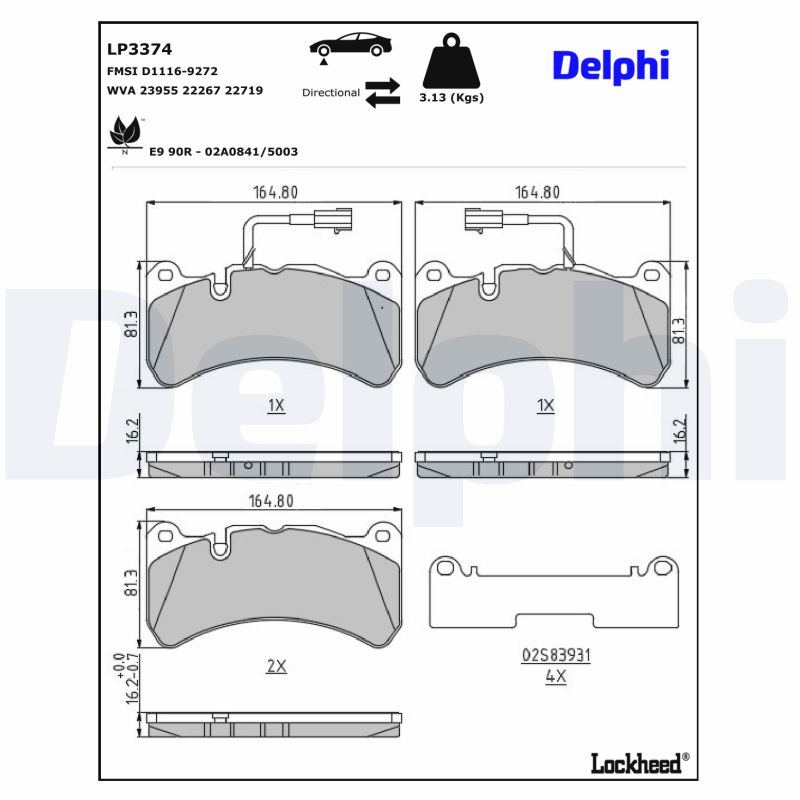 Remblokset Delphi Diesel LP3374