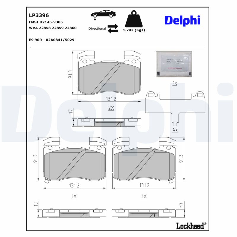 Remblokset Delphi Diesel LP3396