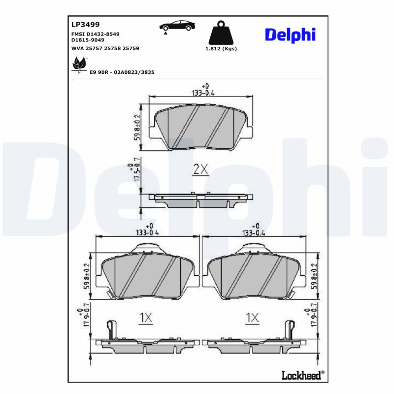 Remblokset Delphi Diesel LP3499