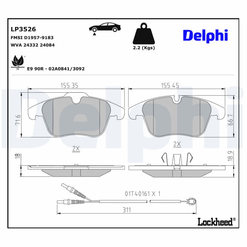 Remblokset Delphi Diesel LP3526