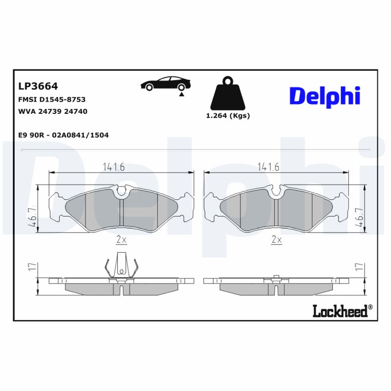 Remblokset Delphi Diesel LP3664