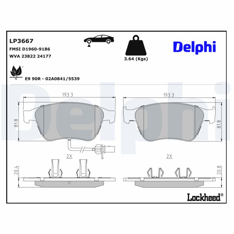 Remblokset Delphi Diesel LP3667