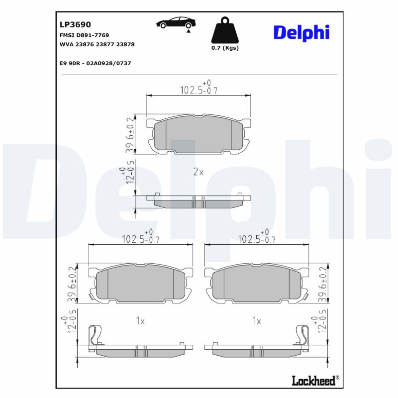 Remblokset Delphi Diesel LP3690