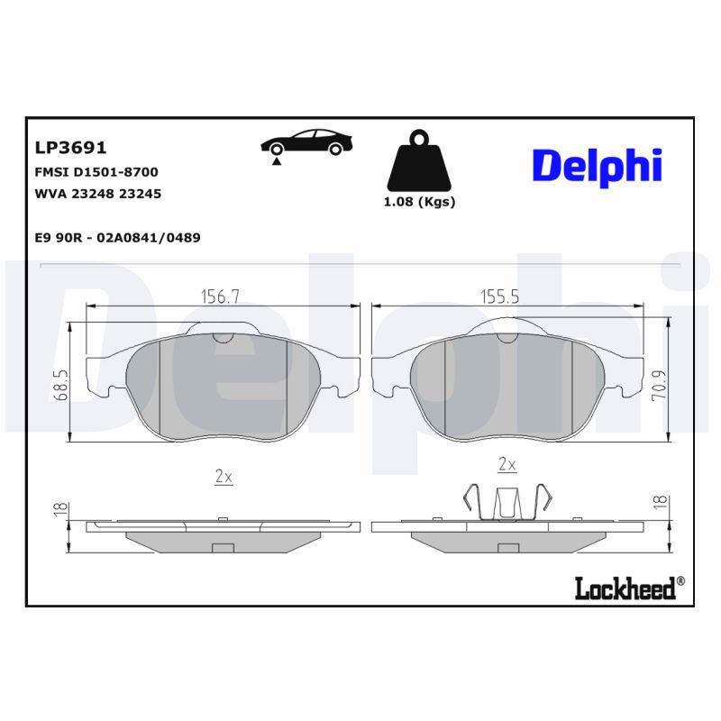Remblokset Delphi Diesel LP3691