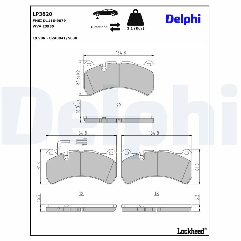 Remblokset Delphi Diesel LP3820