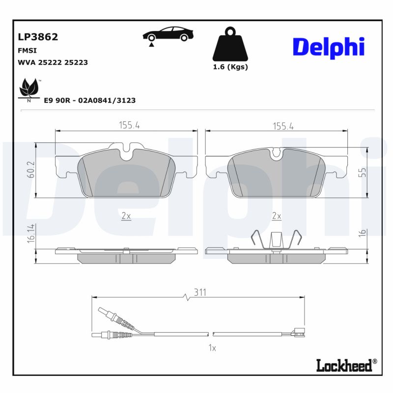 Remblokset Delphi Diesel LP3862