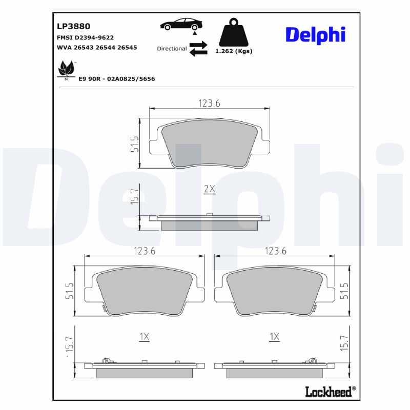 Remblokset Delphi Diesel LP3880