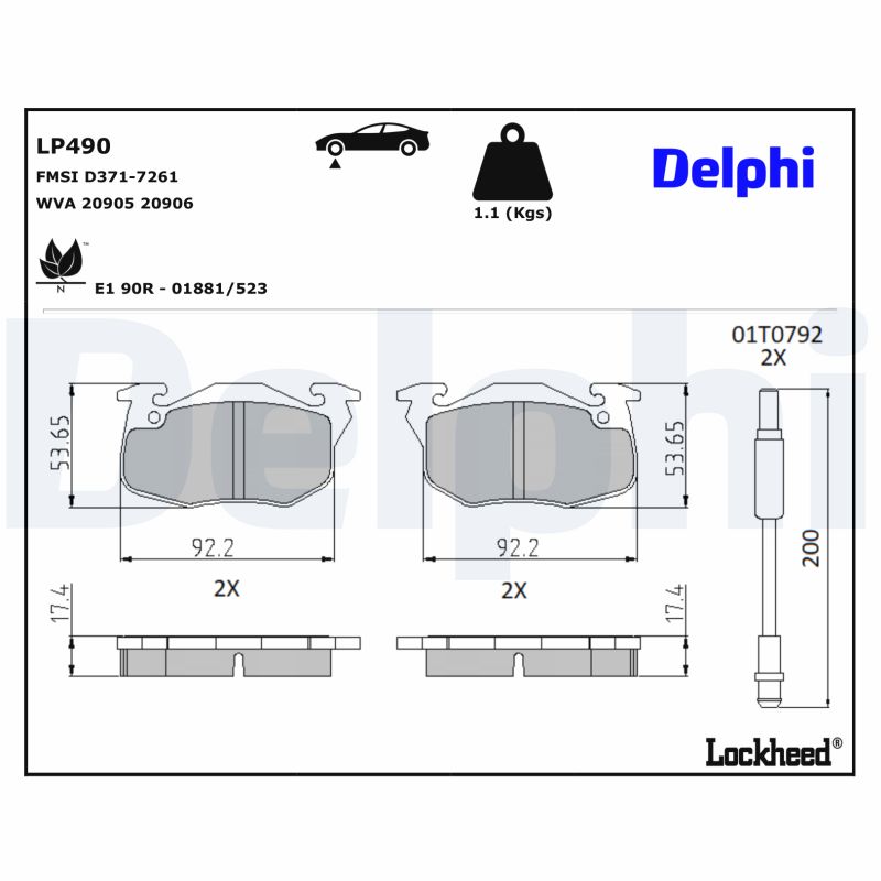 Remblokset Delphi Diesel LP490