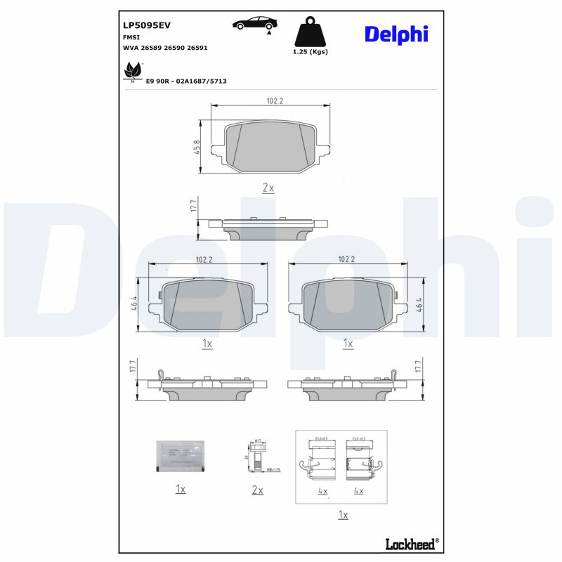 Remblokkenset, schijfrem Delphi Diesel LP5095EV