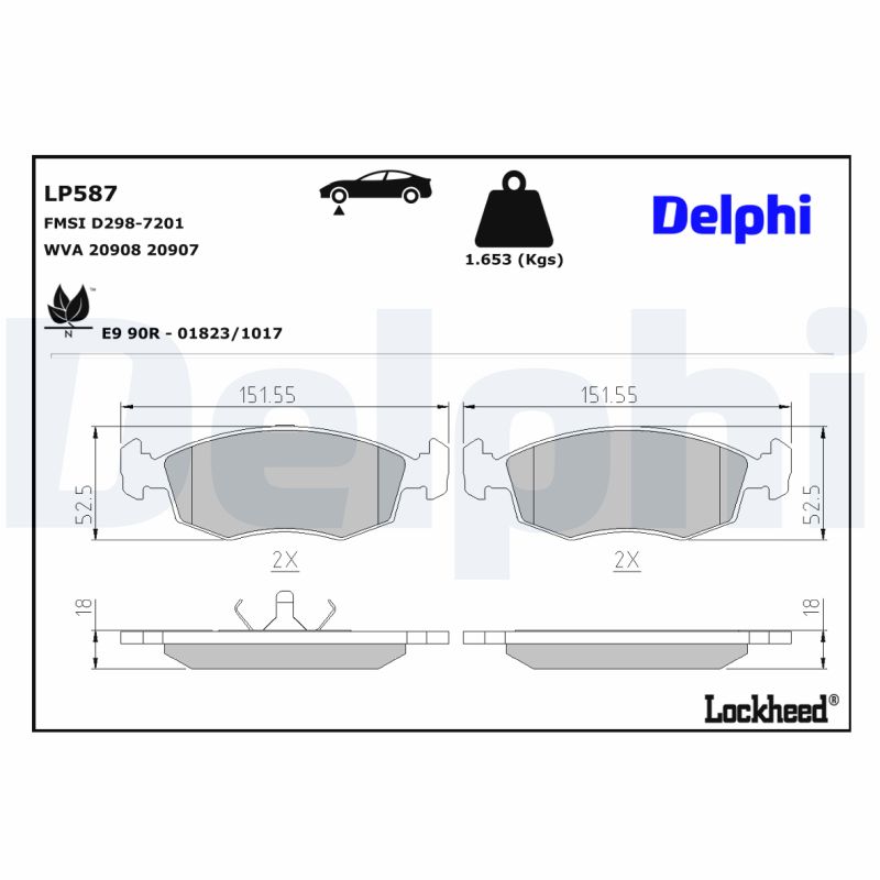 Remblokset Delphi Diesel LP587