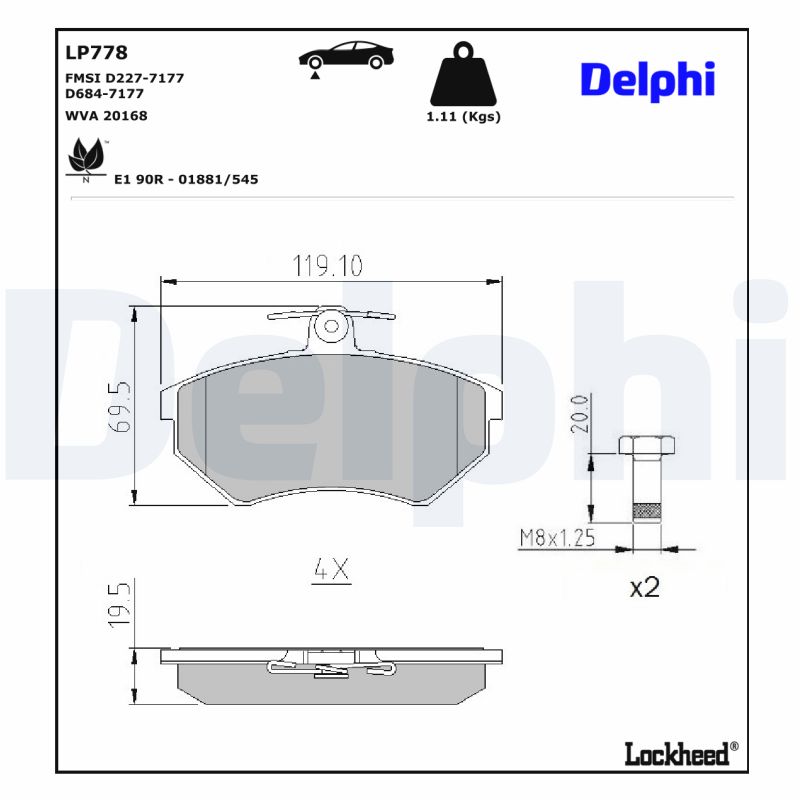 Remblokset Delphi Diesel LP778