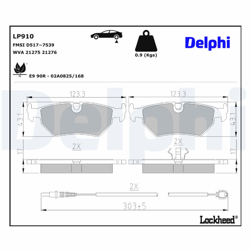 Remblokset Delphi Diesel LP910
