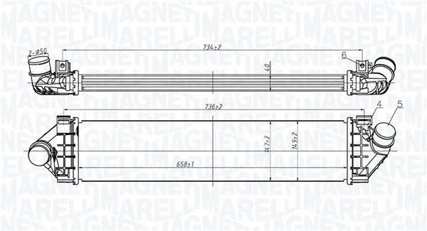 Intercooler, inlaatluchtkoeler Magneti Marelli 351319206200