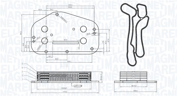 Oliekoeler, motorolie Magneti Marelli 350300004500
