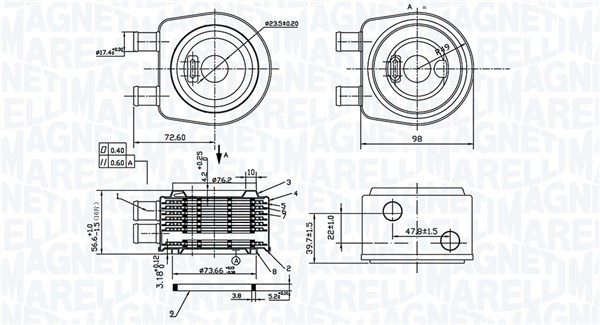 Oliekoeler, motorolie Magneti Marelli 350300005300