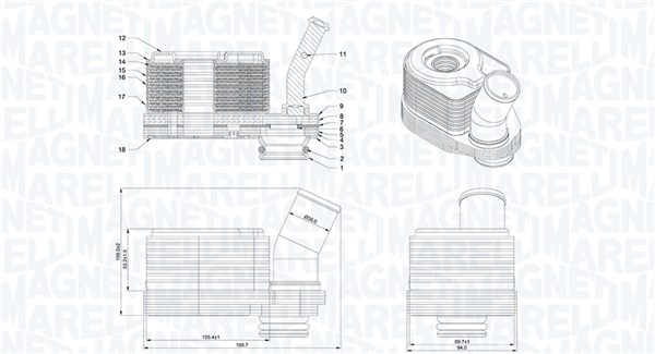 Oliekoeler, motorolie Magneti Marelli 350300006700