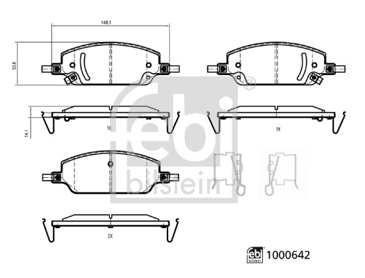 Remblokkenset, schijfrem Febi Bilstein 1000642