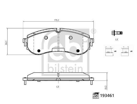 Remblokkenset, schijfrem Febi Bilstein 193461