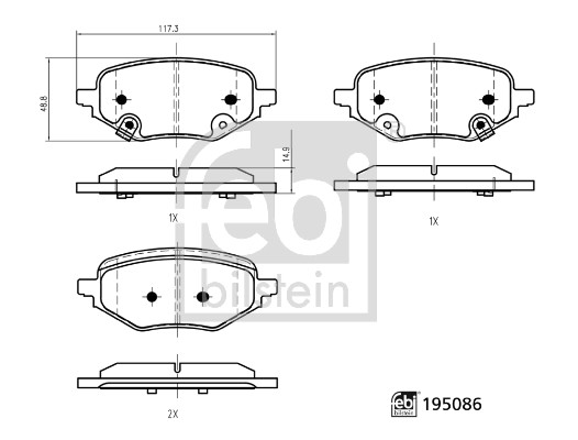 Remblokkenset, schijfrem Febi Bilstein 195086