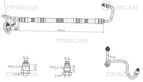 Hydraulische slang, besturing Triscan 8516 24005
