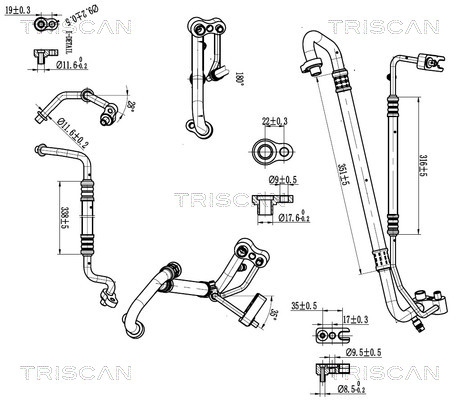 Hoge druk- / lage drukleiding, airconditioning Triscan 9010 24005