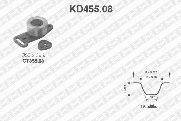 Distributieriem kit SNR KD455.08