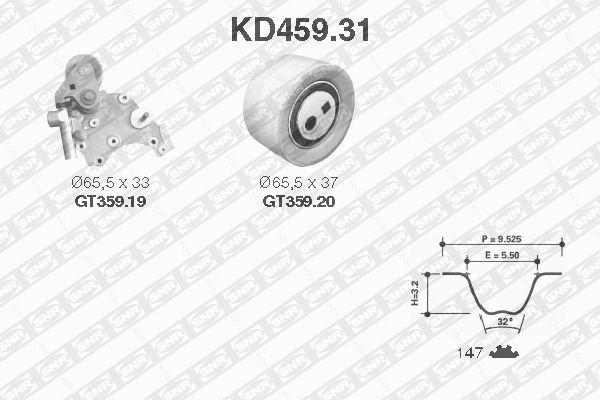 Distributieriem kit SNR KD459.31