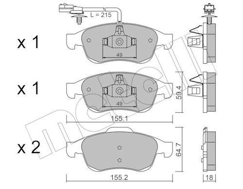 Remblokkenset, schijfrem Metelli 22-0817-3