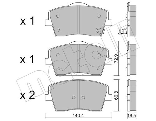 Remblokkenset, schijfrem Metelli 22-1186-1