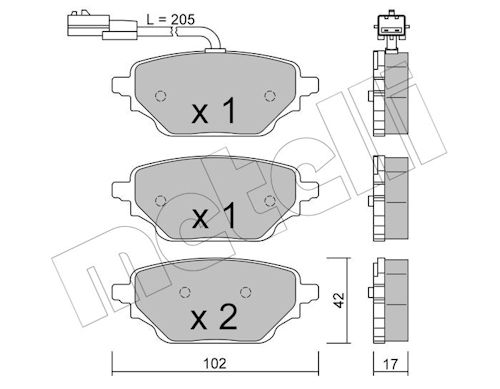 Remblokkenset, schijfrem Metelli 22-1352-1