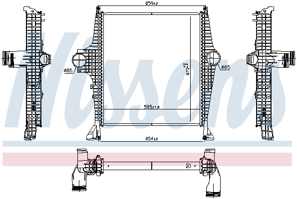 Intercooler, inlaatluchtkoeler Nissens 961287