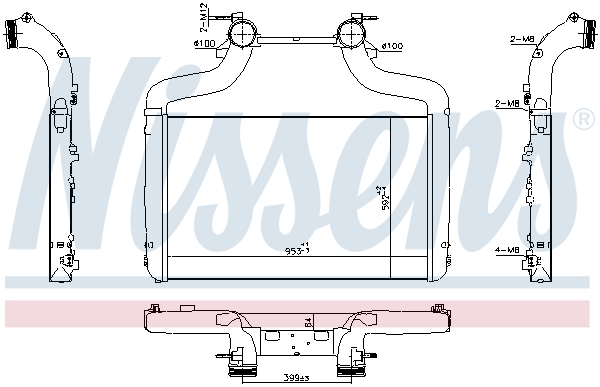 Intercooler, inlaatluchtkoeler Nissens 961347