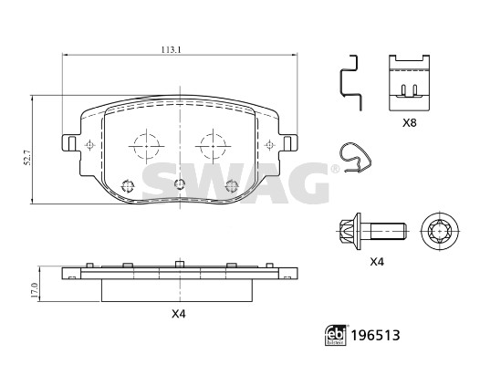 Remblokkenset, schijfrem Swag 33 11 2200