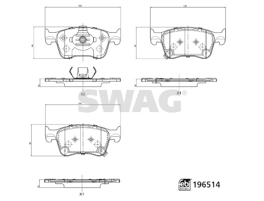 Remblokkenset, schijfrem Swag 33 11 2201