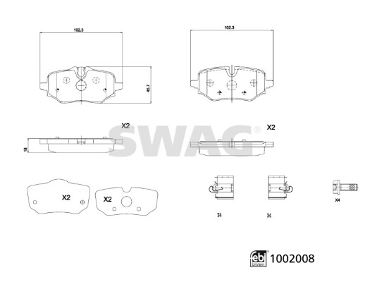 Remblokkenset, schijfrem Swag 33 11 4167