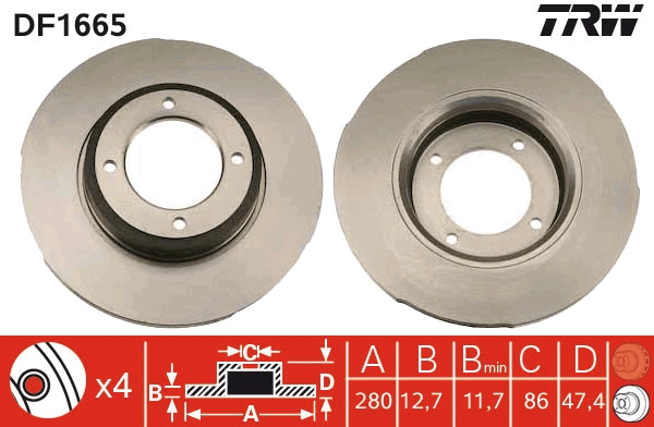 Remschijven TRW DF1665