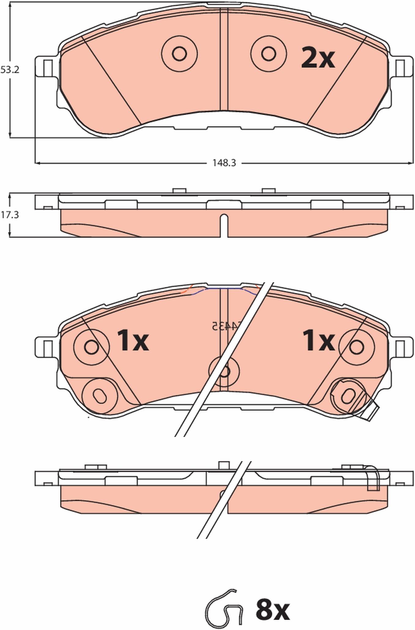 Remblokkenset, schijfrem TRW GDB2529