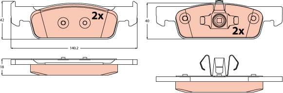 Remblokkenset, schijfrem TRW GDB2533