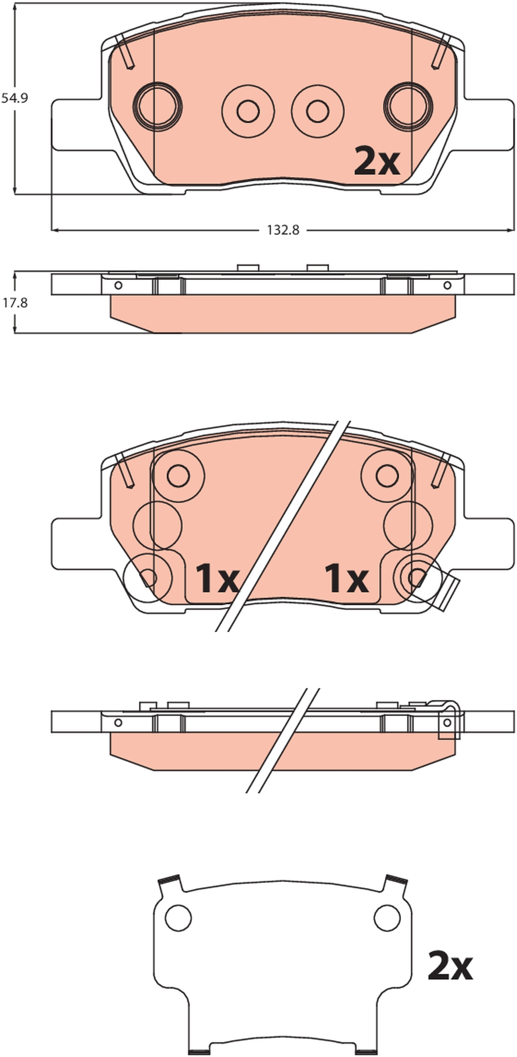 Remblokkenset, schijfrem TRW GDB2541