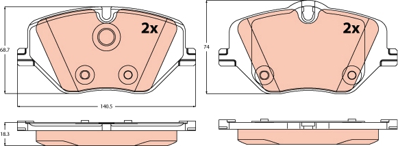 Remblokkenset, schijfrem TRW GDB2608