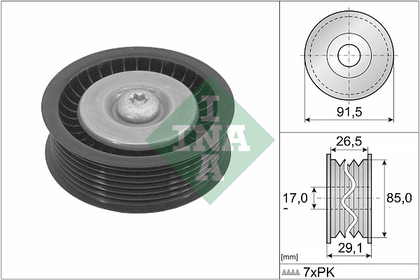 Geleide rol/omdraairol, Poly V-riem INA 532 1181 10