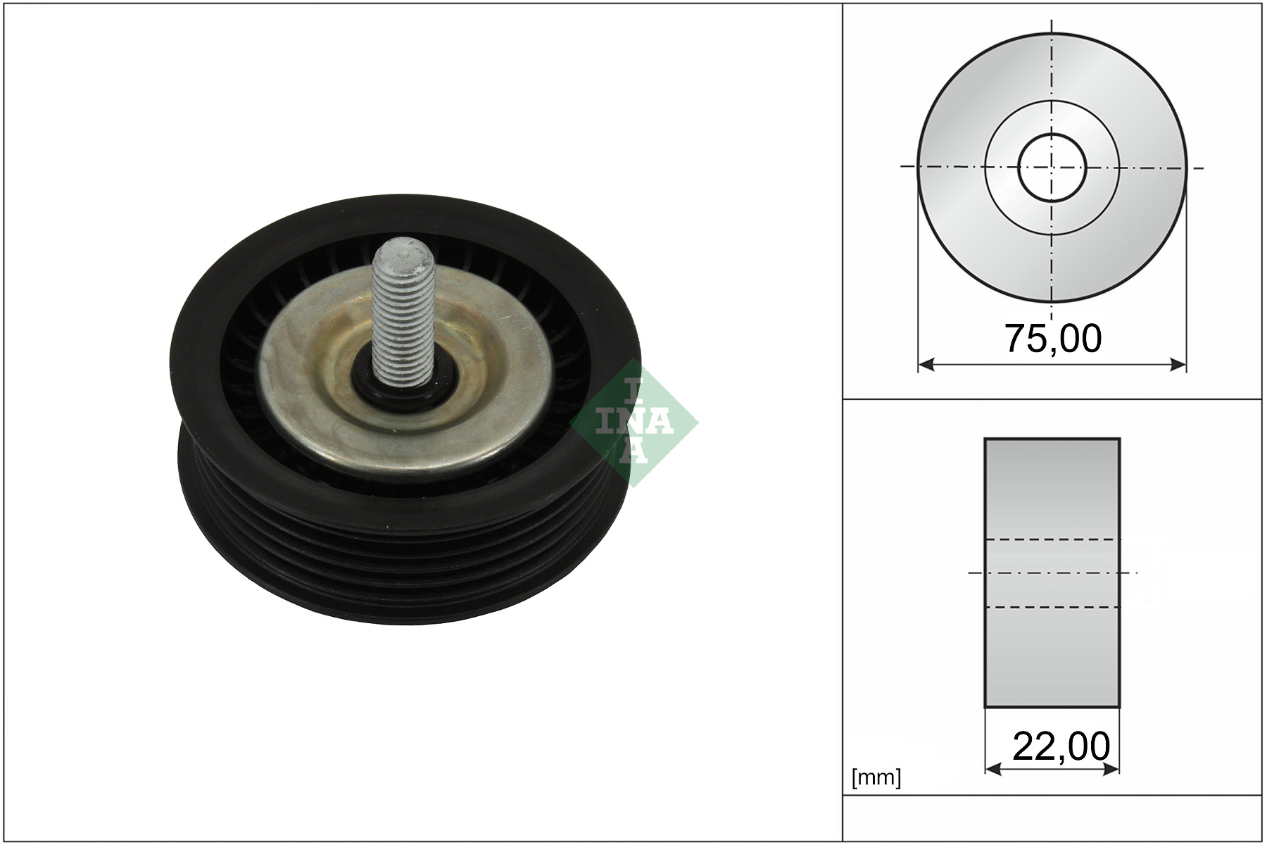 Geleide rol/omdraairol, Poly V-riem INA 532 1197 10