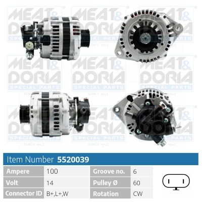 Alternator/Dynamo Meat Doria 5520039