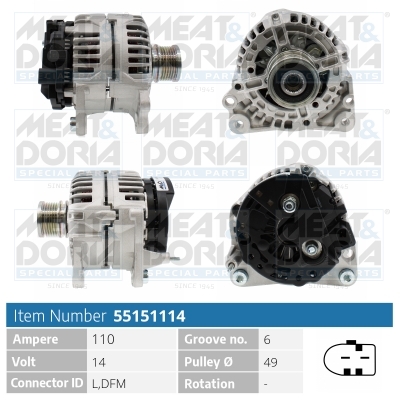 Dynamo / Alternator Meat Doria 55151114