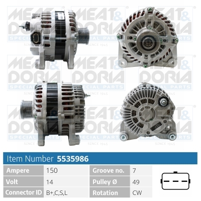 Alternator/Dynamo Meat Doria 5535986