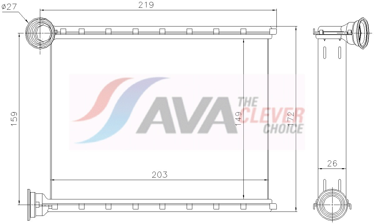 Kachelradiateur, interieurverwarming Ava Cooling MS6810