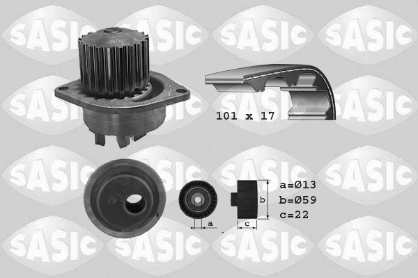 Distributieriem kit inclusief waterpomp Sasic 3900019