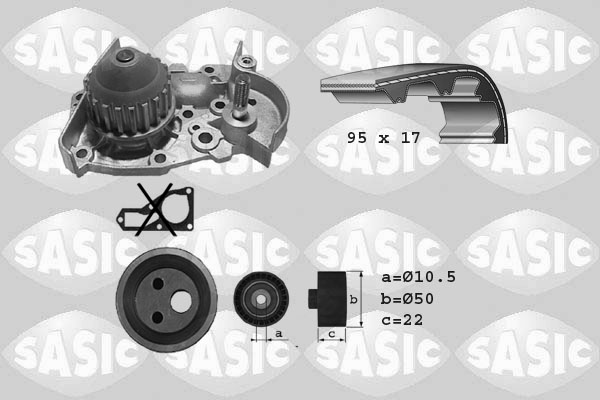 Distributieriem kit inclusief waterpomp Sasic 3904002