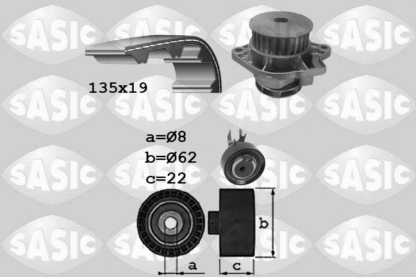 Distributieriem kit inclusief waterpomp Sasic 3906088
