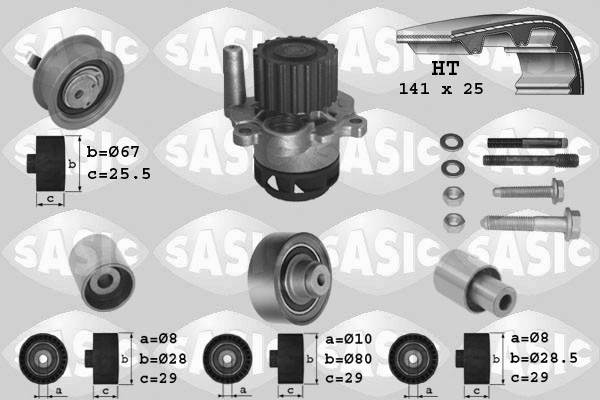 Distributieriem kit inclusief waterpomp Sasic 3906089